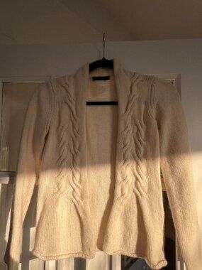 Women's Cream and White Cardigan